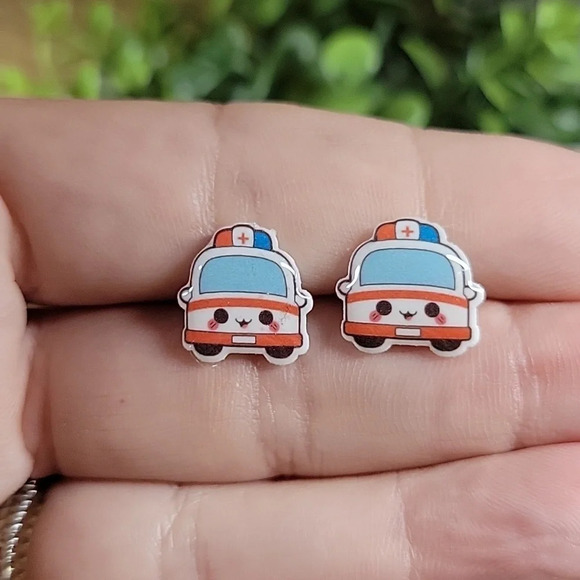 EMT Ambulance Stud Earrings - Picture 3 of 7